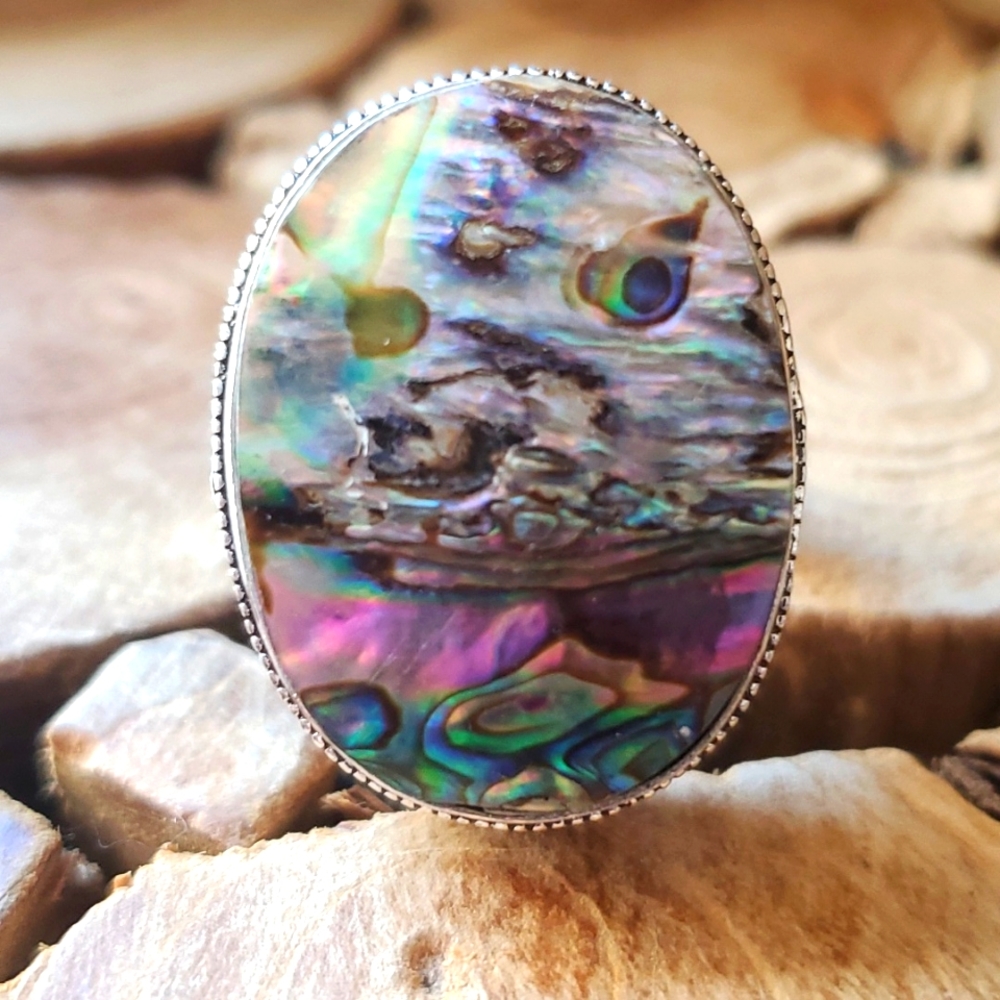 New Abalone Shell 925 Silver Ring.